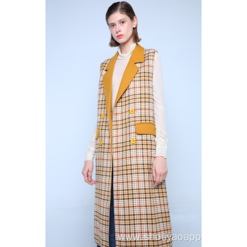 LONG BUTTONED CHECK WAISTCOAT